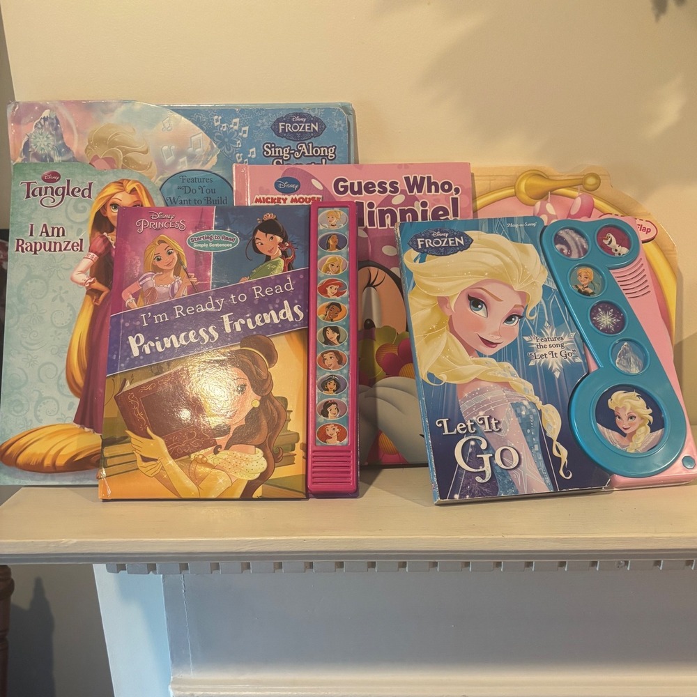 Disney Princess Frozen Minnie Mouse Sound‎ & Interactive Book Lot of 6 Bundle